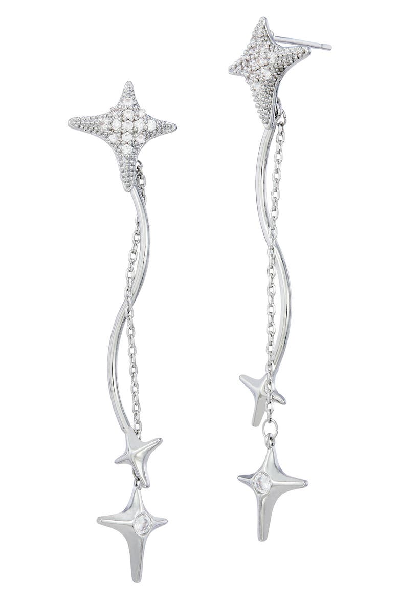Celestial Cubic Zirconia Drop Earrings, Main, color, WHITE