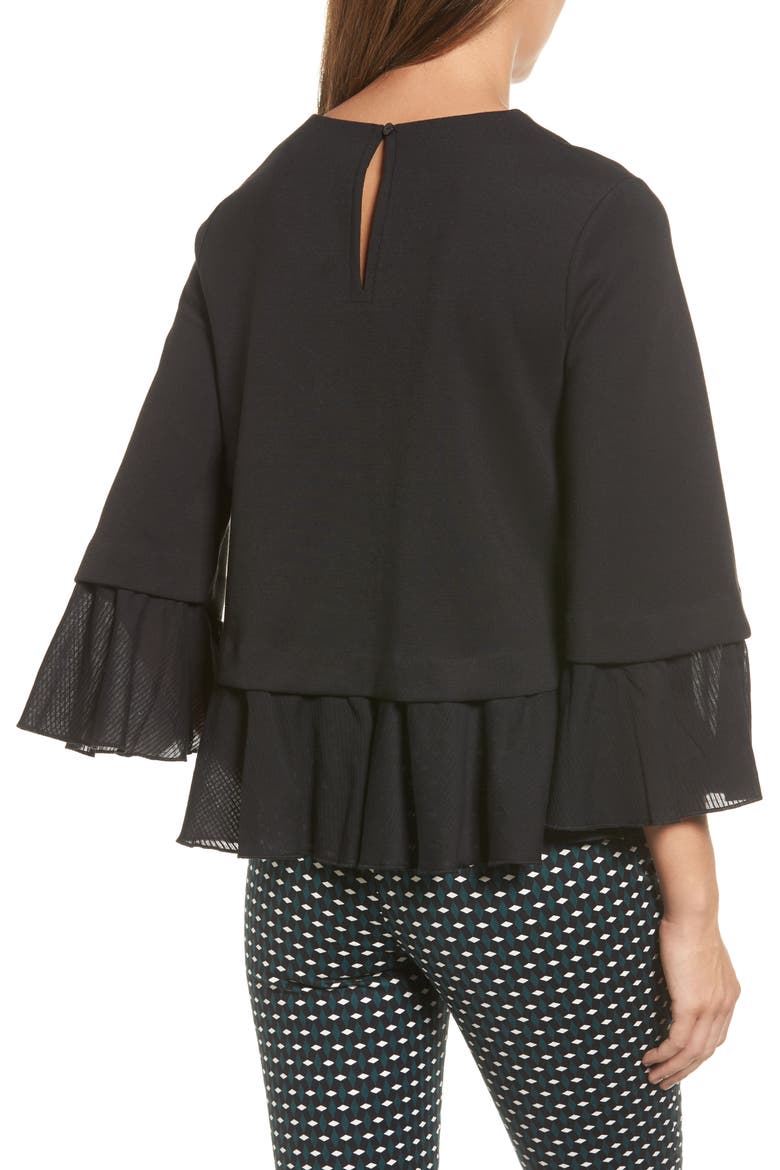 MIXED MEDIA SWING TOP, Alternate, color, BLACK