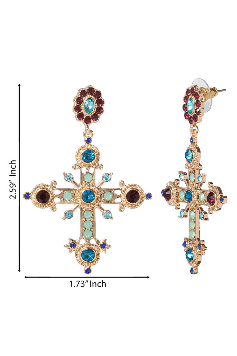Boho Luxe Cross Drop Earrings, Alternate, color, Gold