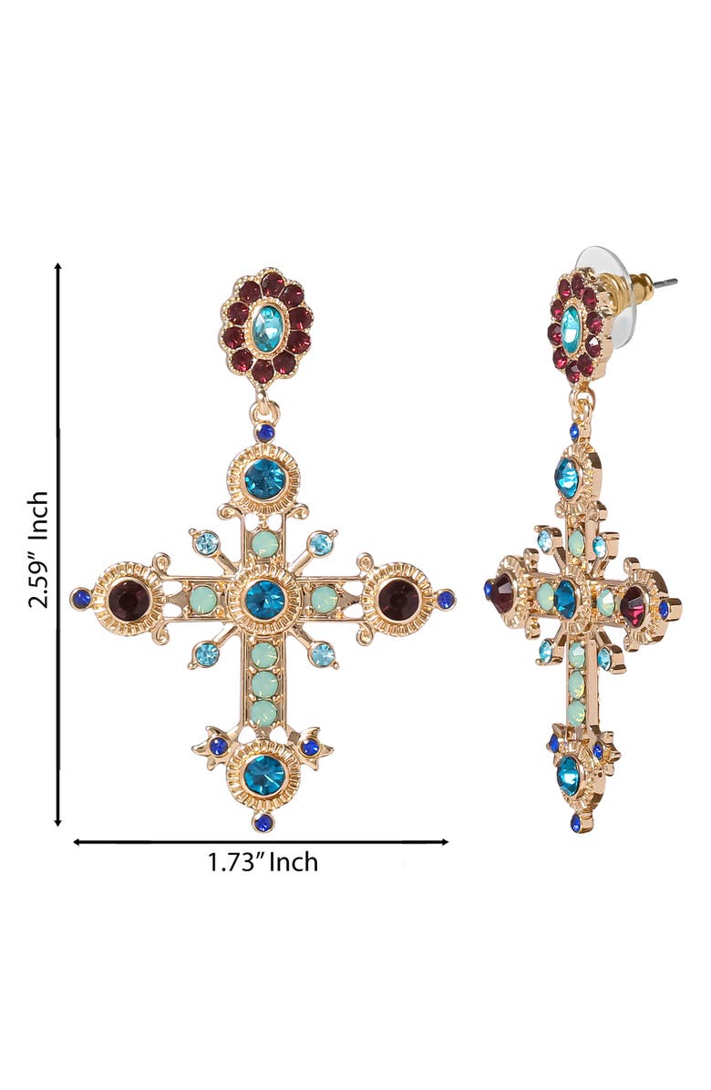 Jessica Simpson Boho Luxe Cross Drop Earrings, Alternate, color, Gold