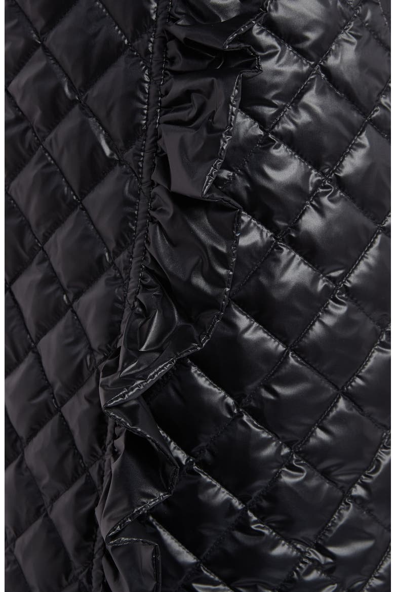 Diamond Quilted Ruffle Down Miniskirt, Alternate, color, BLACK