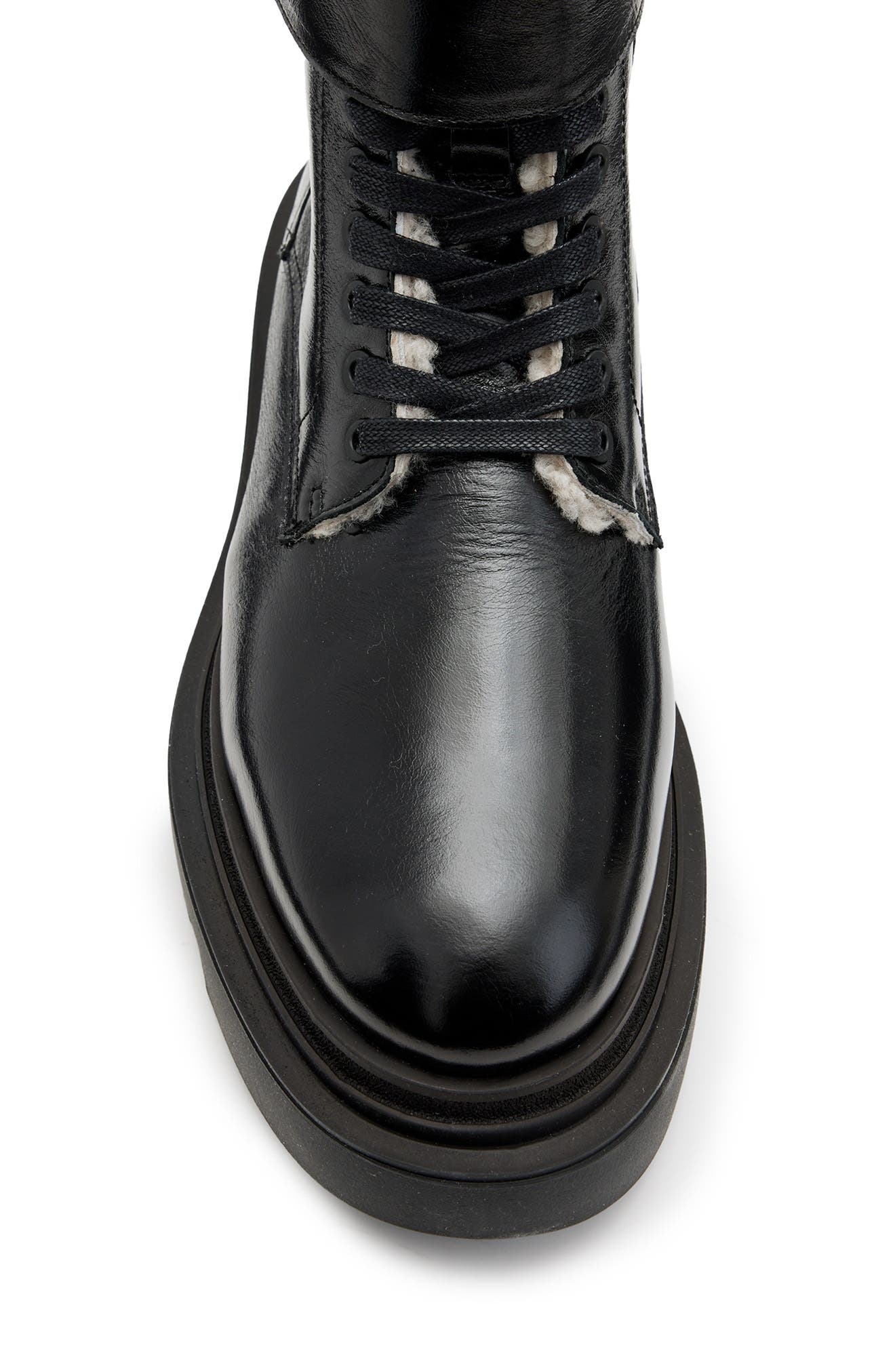 Zoe Genuine Shearling Lug Sole Boot, Alternate, color, BLACK SHINE