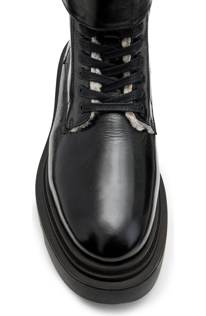 AllSaints Zoe Genuine Shearling Lug Sole Boot, Alternate, color, Black Shine