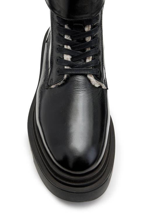 Allsaints Zoe Lace Up Shearling Lined Leather Boots In Black
