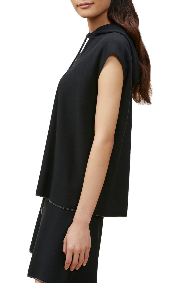 Lafayette 148 New York Metallic Trim Matte Crepe Sweater Hoodie, Alternate, color, 