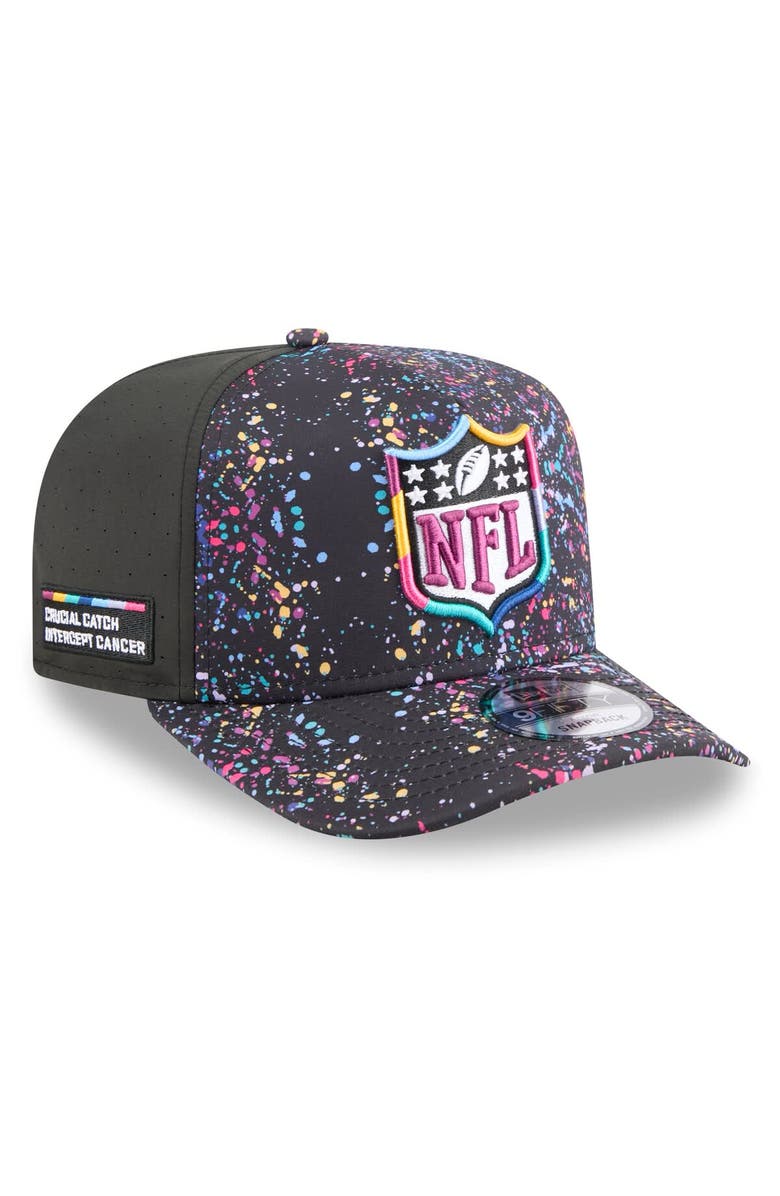 New Era Men's New Era Black Shield Logo 2025 NFL Crucial Catch A-Frame 9FIFTY Snapback Hat, Main, color, Black