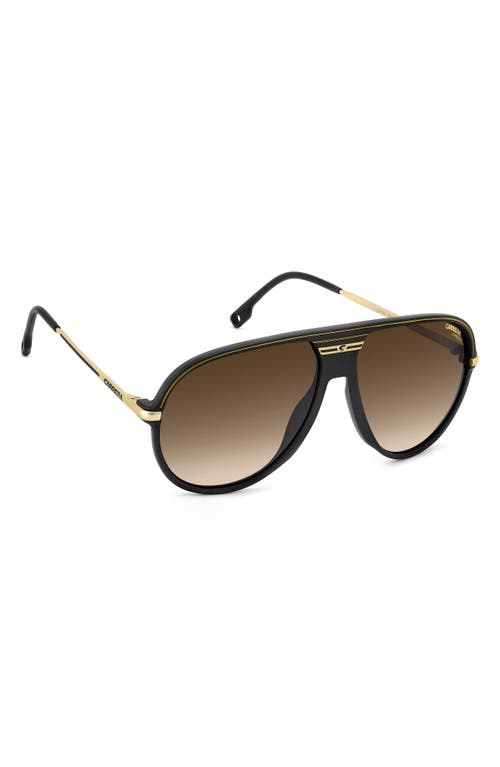 Carrera Eyewear C Sport 61mm Gradient Shield Sunglasses In Black Gold/black Brown Green