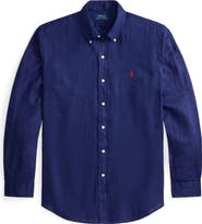 Polo Ralph Lauren Solid White Linen Button-Down Shirt