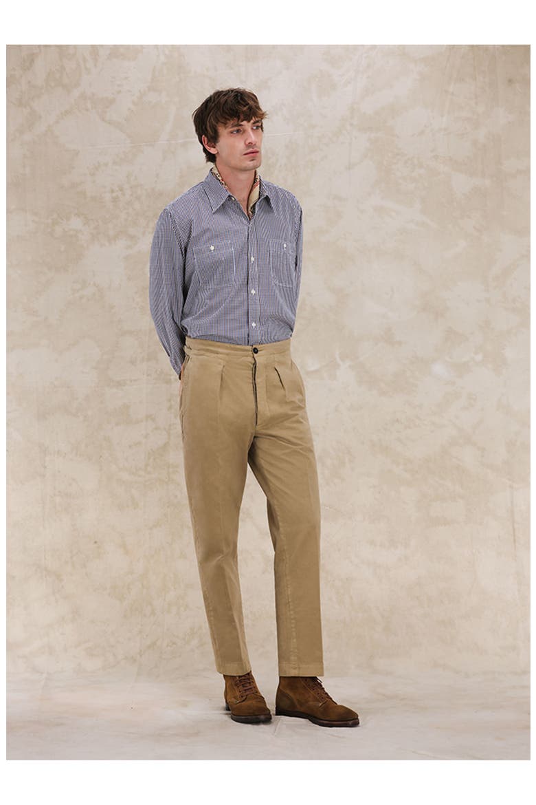 Oklahoma Cotton Pleated Trousers, Alternate, color, BEIGE