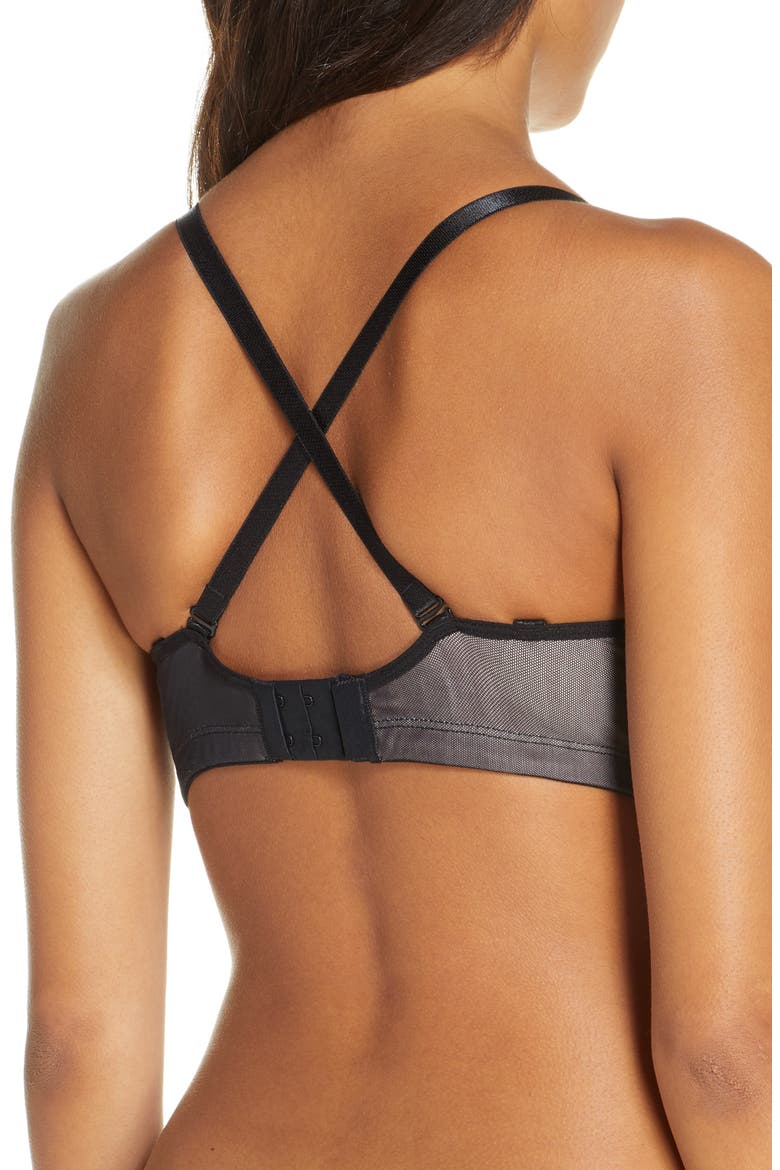 Mesh & Lace Nursing Bra, Alternate, color, BLACK
