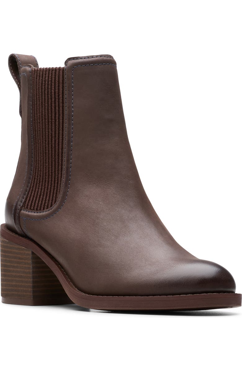 Clarks<sup>®</sup> Chamberly Top Chelsea Boot, Main, color, Dark Brown Lea