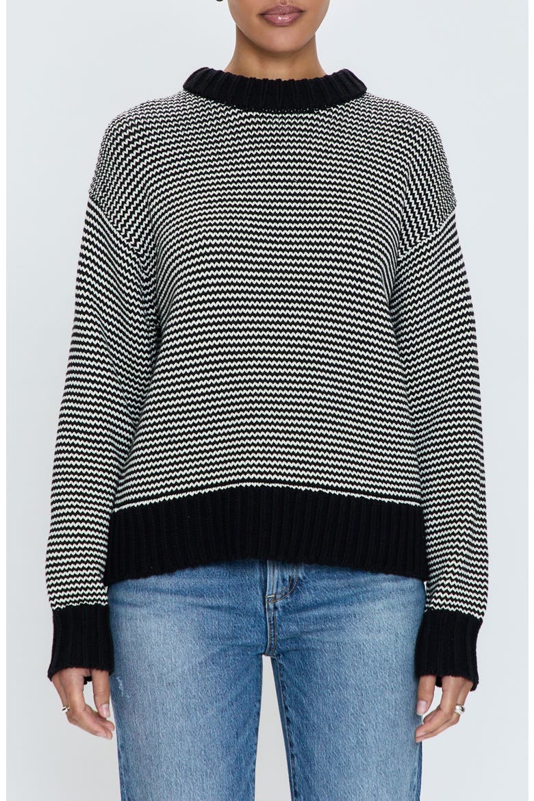 Sylvie Cotton Sweater, Main, color, NOIR AND WHITE