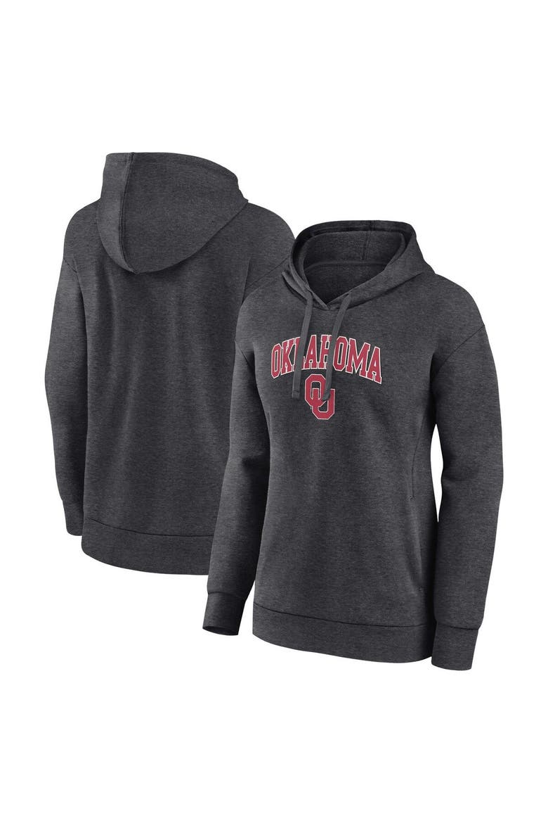 Women's Fanatics Branded Heather Charcoal Oklahoma Sooners Evergreen Campus Pullover Hoodie, Main, color, Heather Charcoal