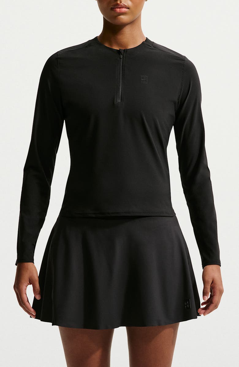 Nike Court Dri-Fit ADV Mid Layer Top, Main, color, Black/Black