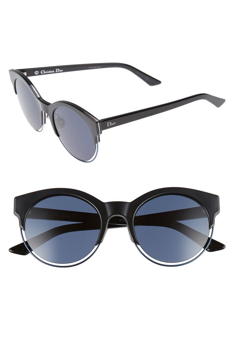 Siderall 1 53mm Round Sunglasses, Main, color, BLACK/ BLUE