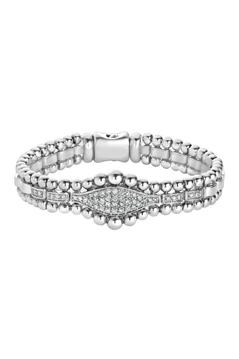 Caviar Spark Diamond Marquise Link Bracelet, Main, color, SILVER/ DIAMOND