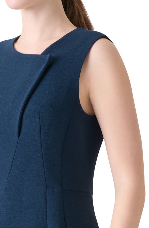 Akris Double Face Wool Crepe Sheath Dress In Blue