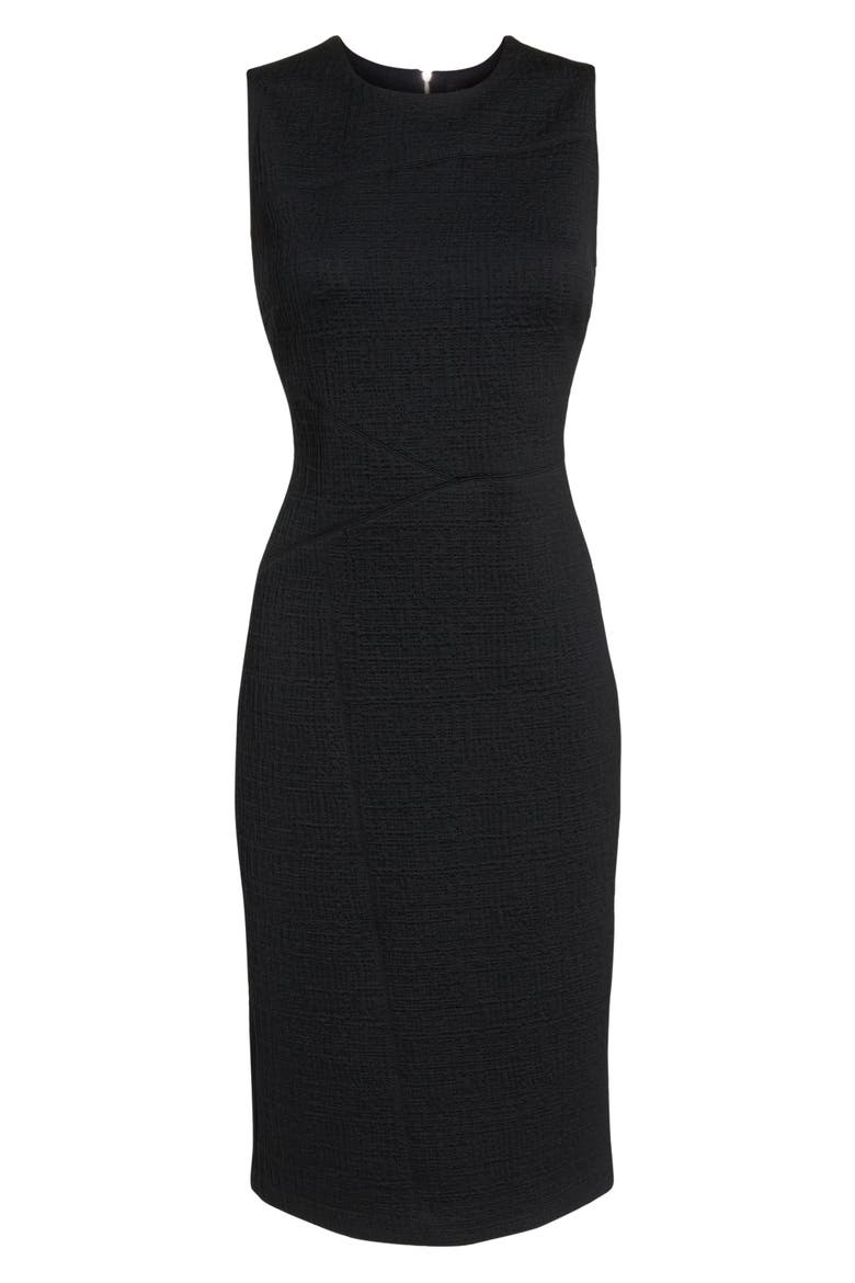 Jacquard Sheath Dress, Alternate, color, BLACK