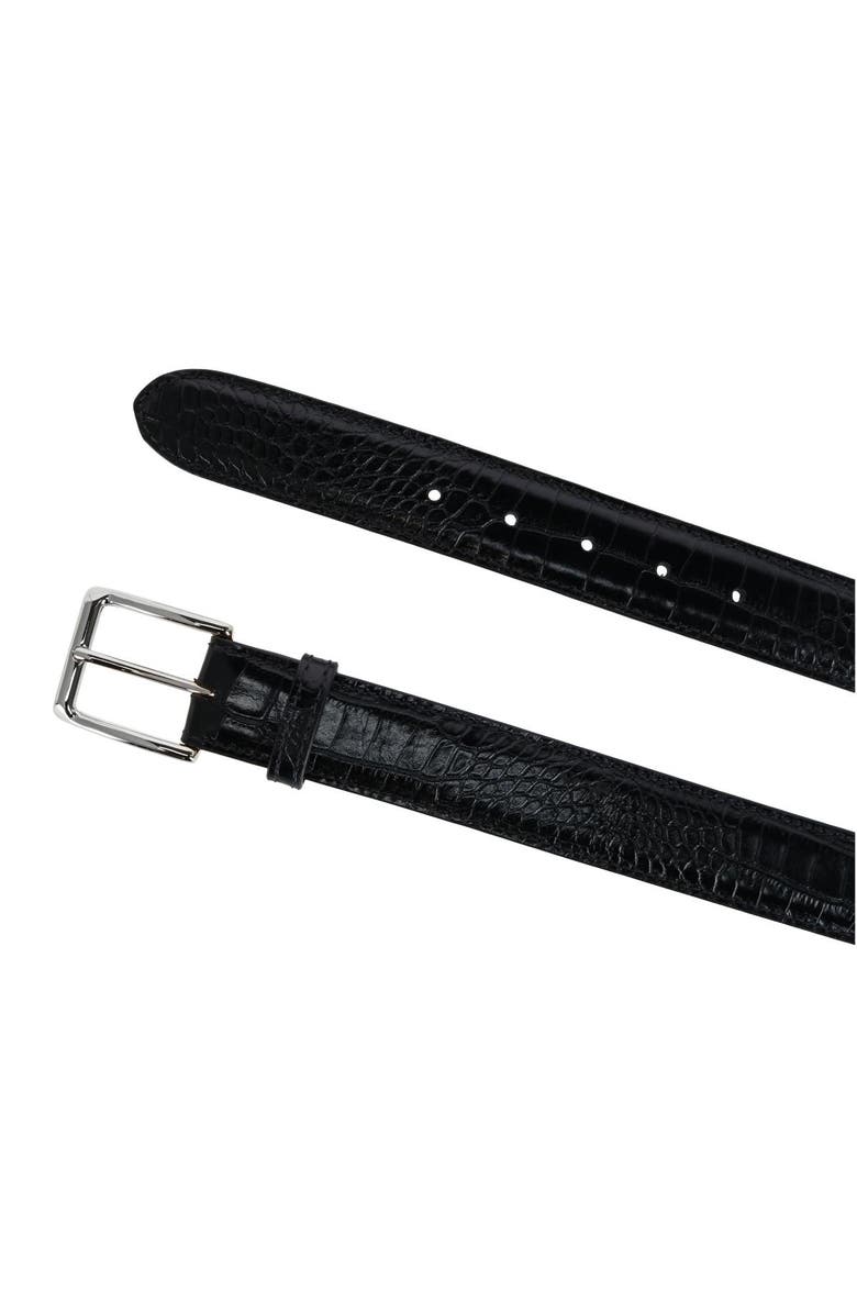 Trafalgar Chance 35mm Mock Mini-African Alligator Embossed Italian Leather Belt, Alternate, color, Black