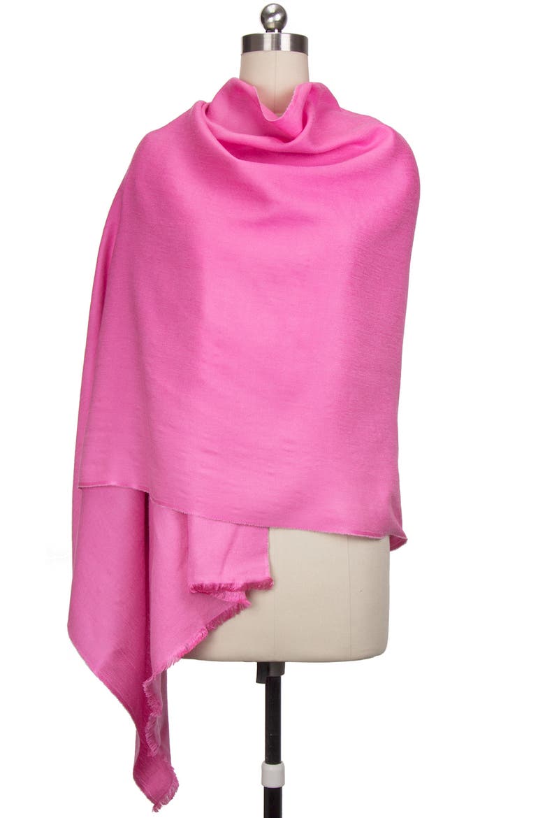 Cashmere Silk Eyelash Fringe Scarf, Alternate, color, FUCHSIA