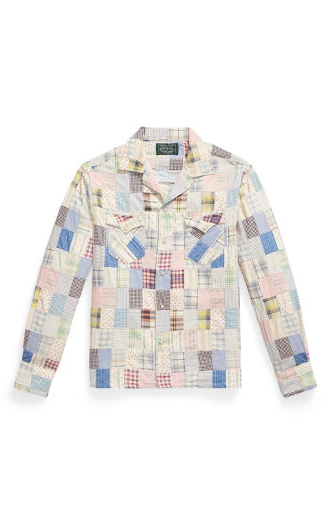 Classic Fit Patchwork Long Sleeve Cotton Shirt