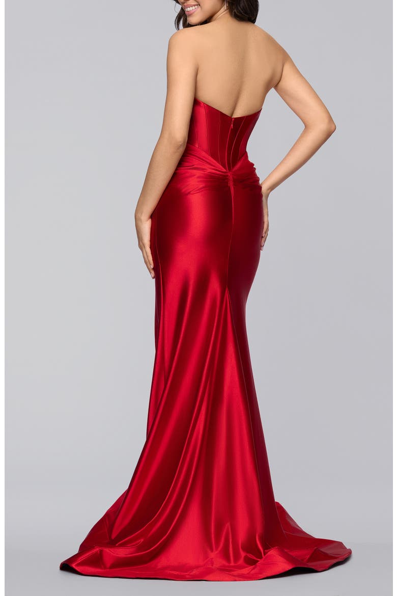 Strapless Satin Gown, Alternate, color, RED