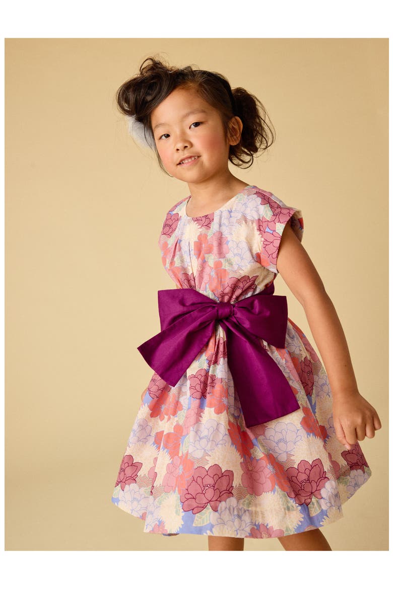 Organdy Sash Dress, Alternate, color, Peonies & Chrysanthemums