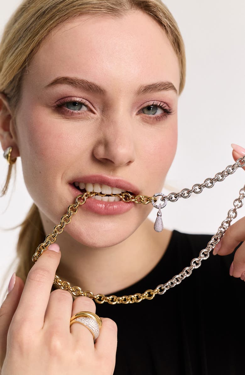 Nadri Gemini Pavé Drop Chain Necklace, Alternate, color, Gold