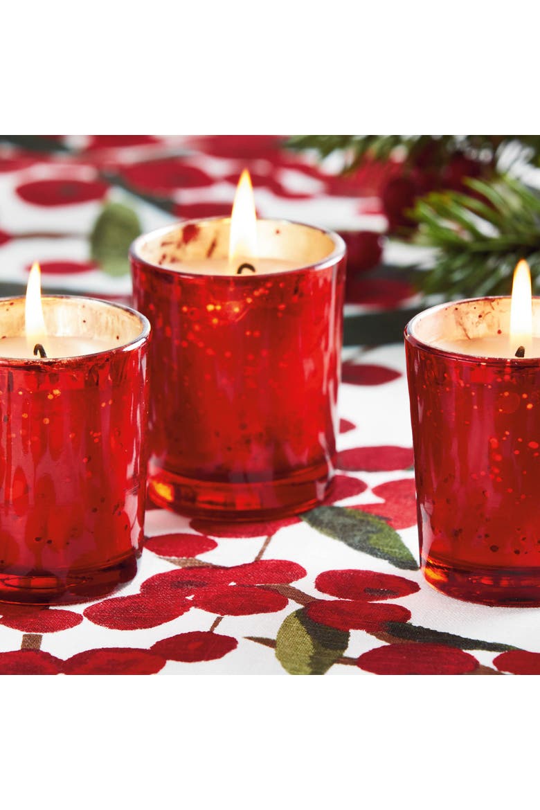 Winter Bonfire Scented Mercury Votive Candle Red Wax, Alternate, color, Red