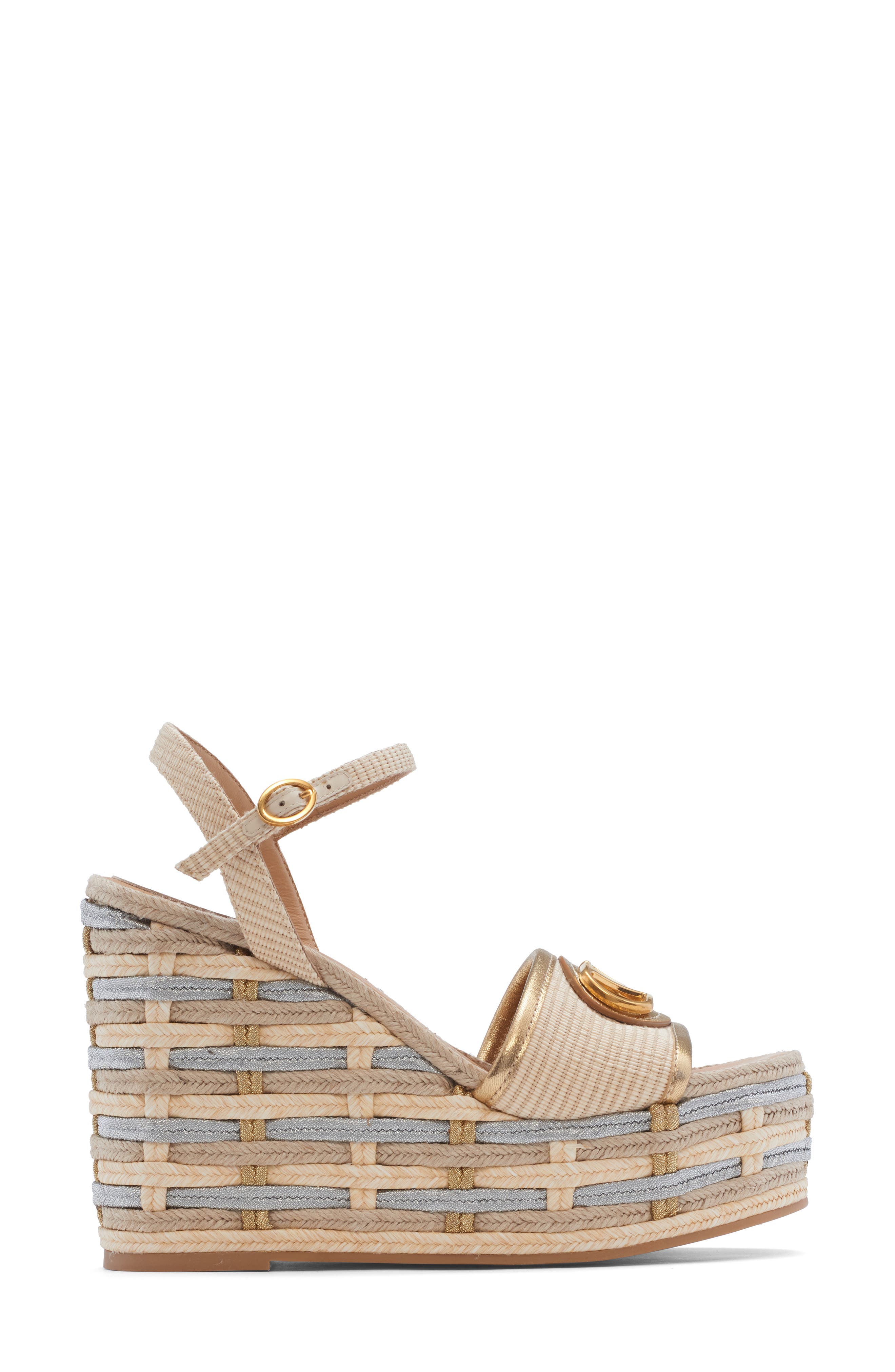Valentino Garavani VLOGO Espadrille Wedge Sandal, Alternate, color, Natural