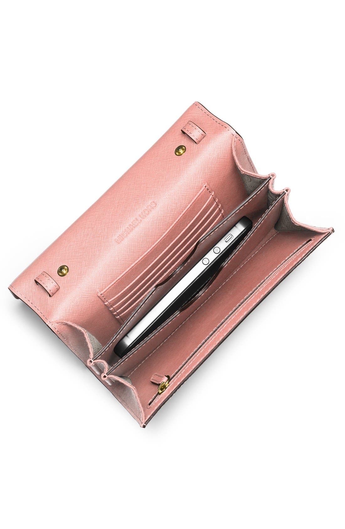 'Jet Set - Large Phone' Saffiano Leather Crossbody Bag, Alternate, color, PALE PINK