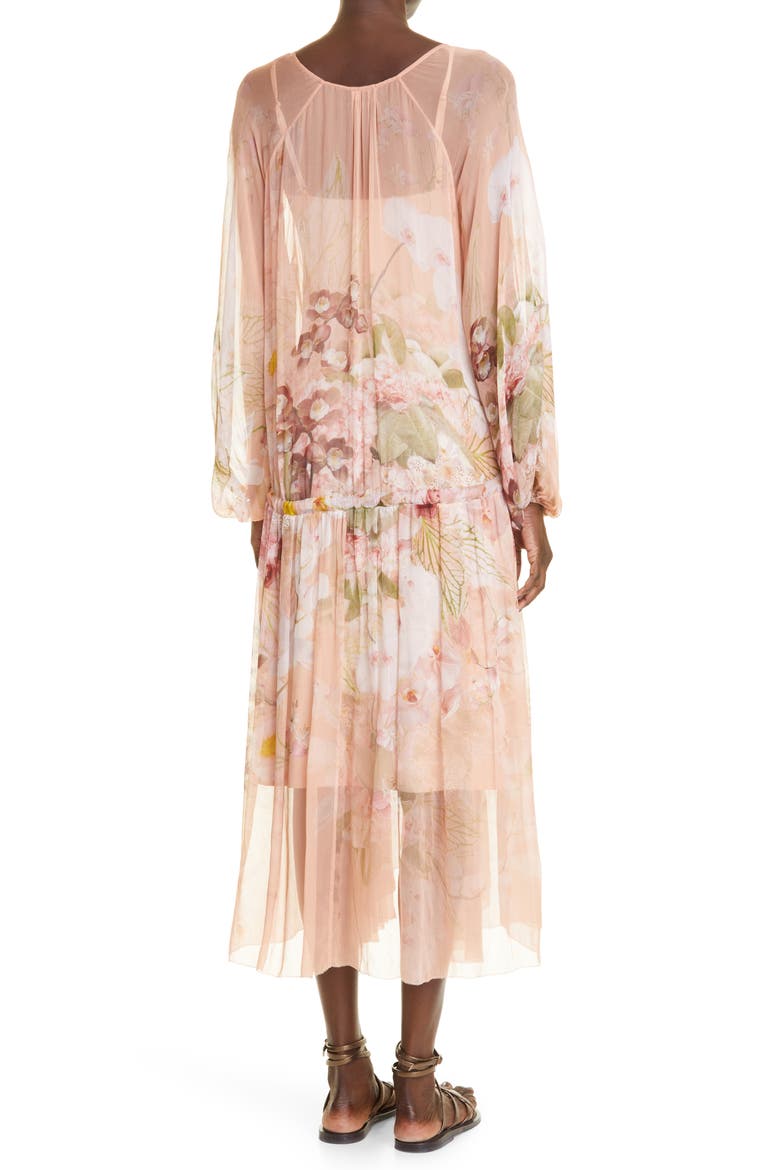 Zimmerman Dancer Drawn Floral Print Long Sleeve Midi Dress, Alternate, color, BLUSH GARDEN FLORAL