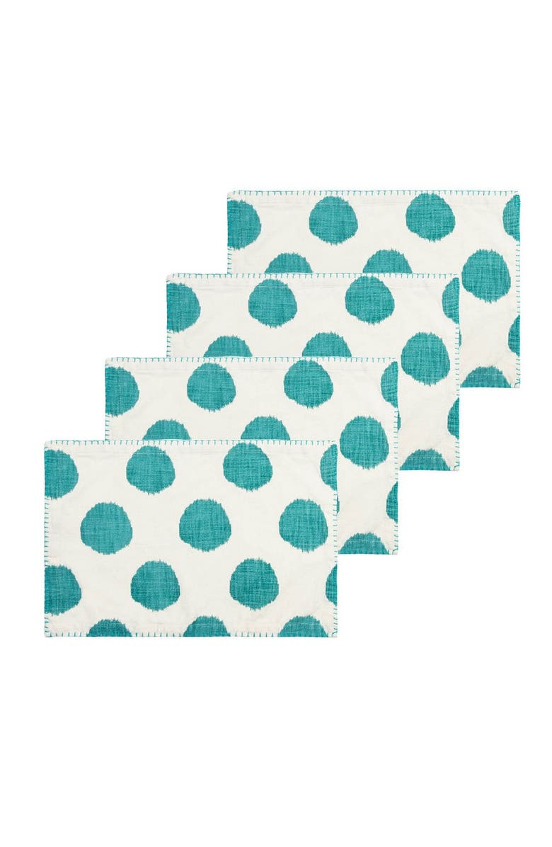 carol & frank Dot 100% Cotton Placemat Collection 14" x 20", Main, color, Blue
