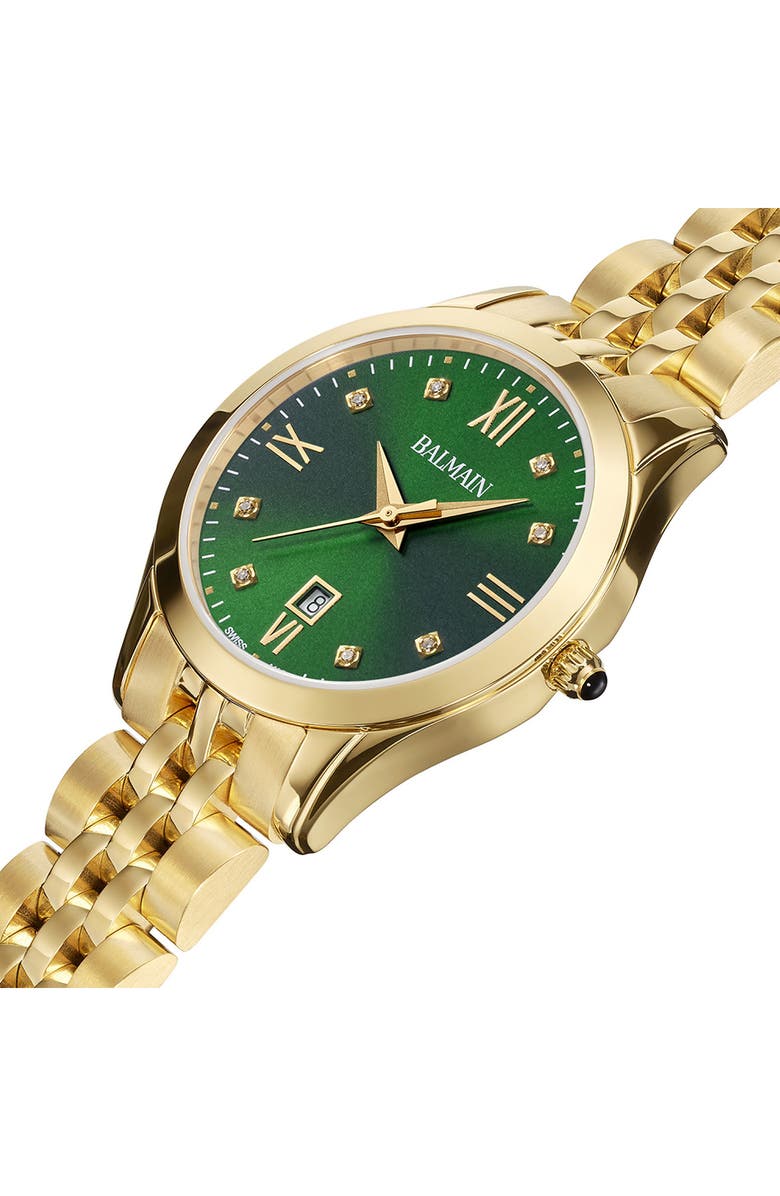 Balmain Classic R Diamond Bracelet Watch, 30mm, Alternate, color, Yellow Gold Pvd Coating