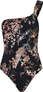 L'AGENCE Karmin Jungle One-Shoulder One-Piece Swimsuit