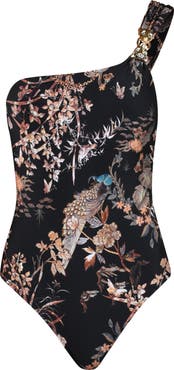 L'AGENCE Karmin Jungle One-Shoulder One-Piece Swimsuit