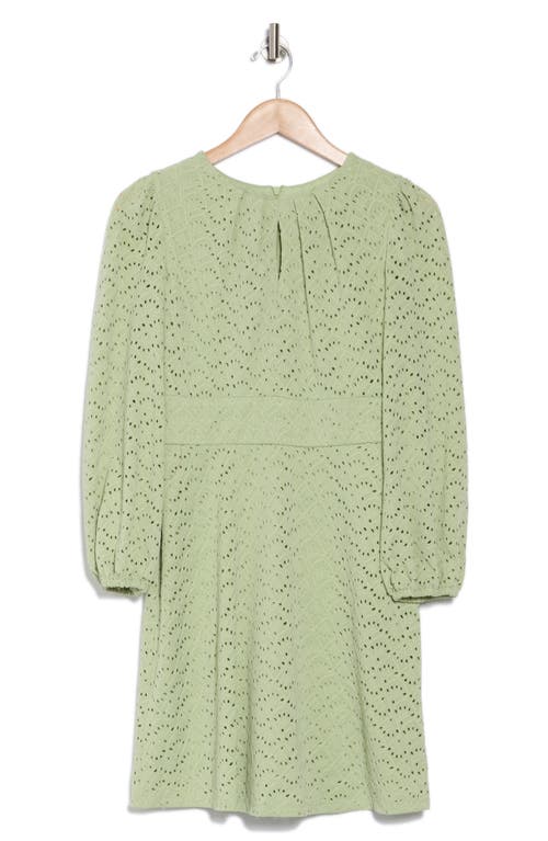 London Times Keyhole Embroidered Eyelet Fit & Flare Dress In Light Green