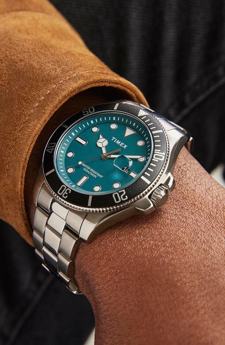 Timex<sup>®</sup> Harborside Coast Bracelet Watch, 43mm, Alternate, color, Silver