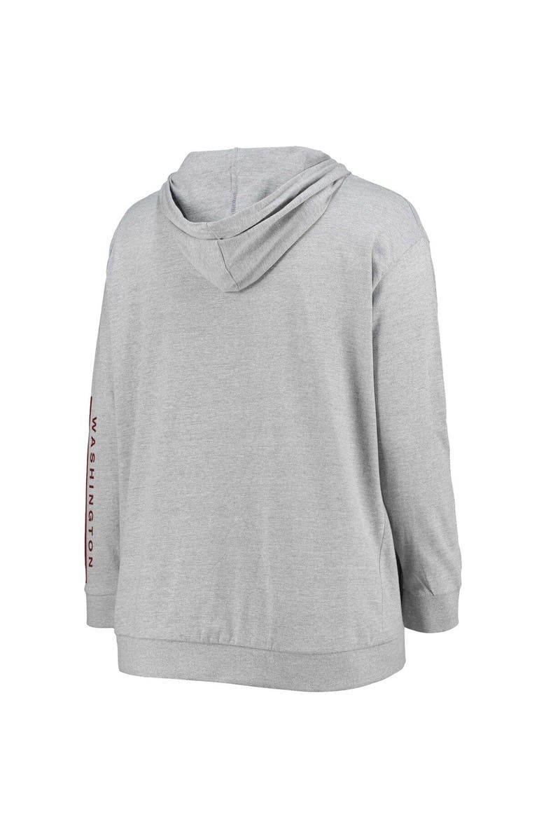 FANATICS Women's Fanatics Branded Heather Gray Washington Commanders Plus Size Lace-Up V-Neck Pullover Hoodie, Alternate, color, 