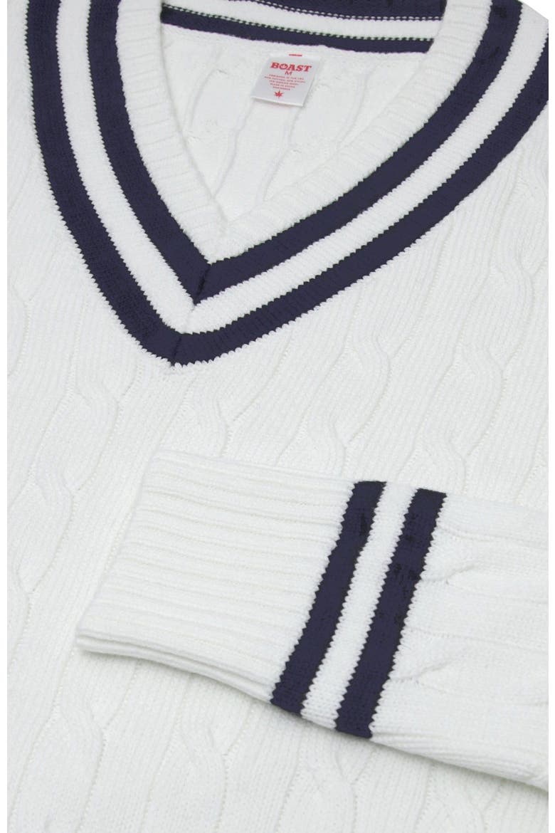 Cable-Knit Sweater, Alternate, color, White Navy