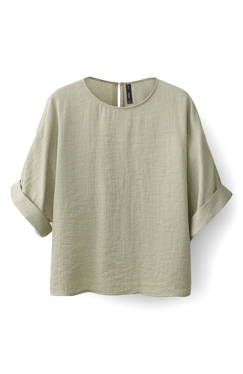 MANGO Oversize Cuffed Sleeve Top, Alternate, color, Aqua Green