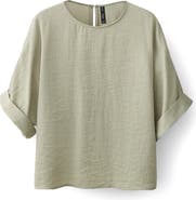 MANGO Oversize Cuffed Sleeve Top