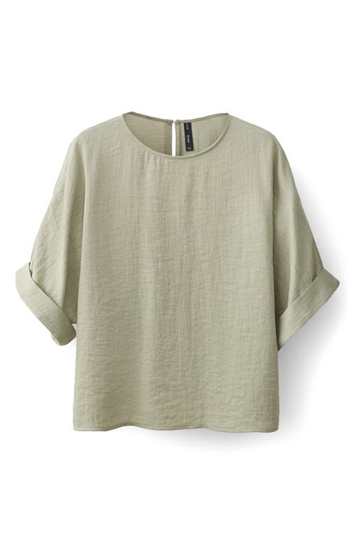 Mango Oversize Blouse With Rolled-up Sleeves In Green
