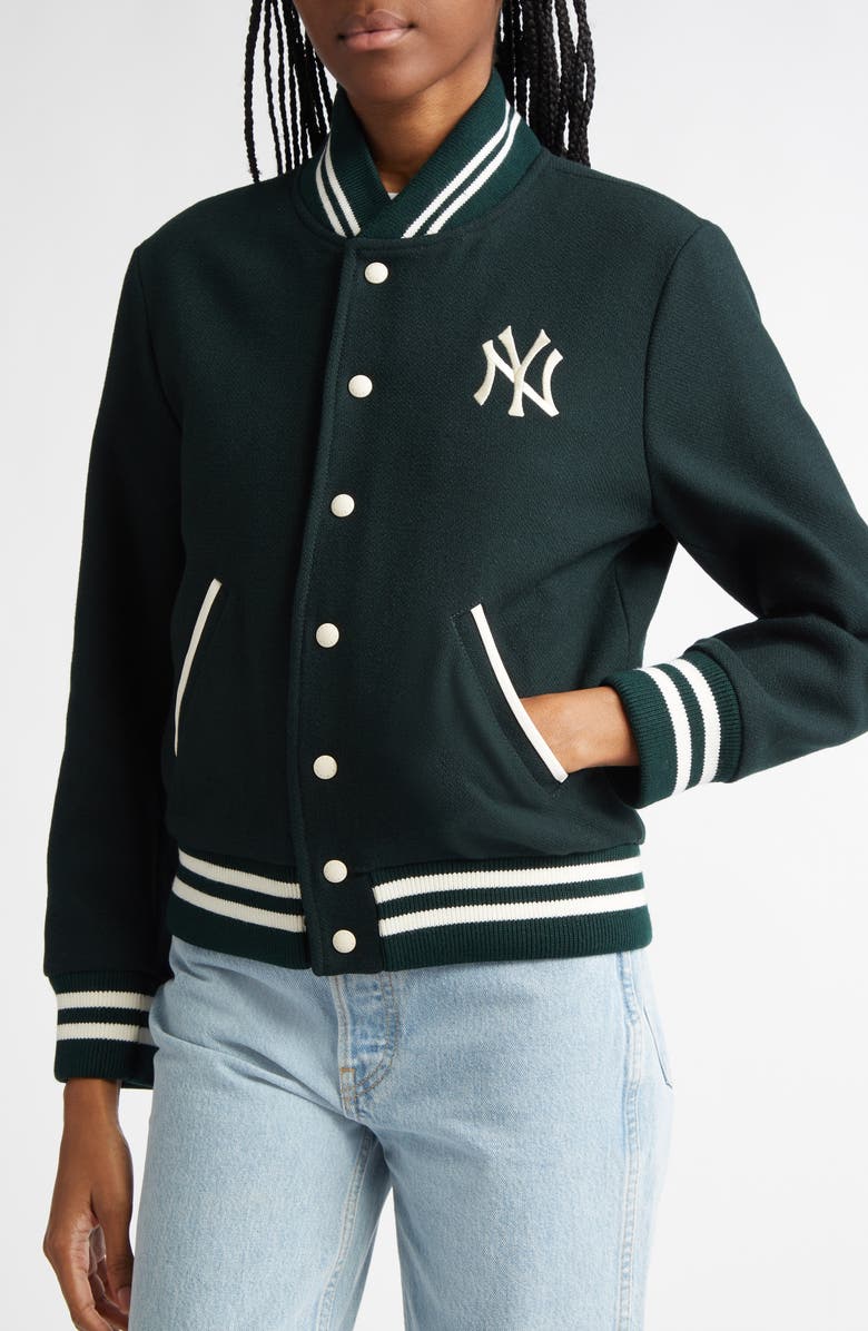 Sporty & Rich YANKEES SERIF VARSITY JACKET, Alternate, color, 