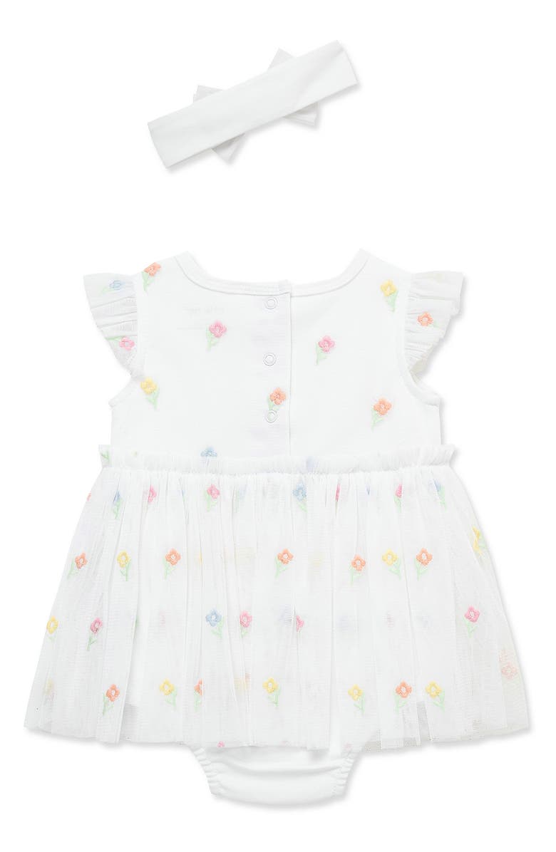 Little Me Sweet Rloral Romper & Headband Set, Alternate, color, White