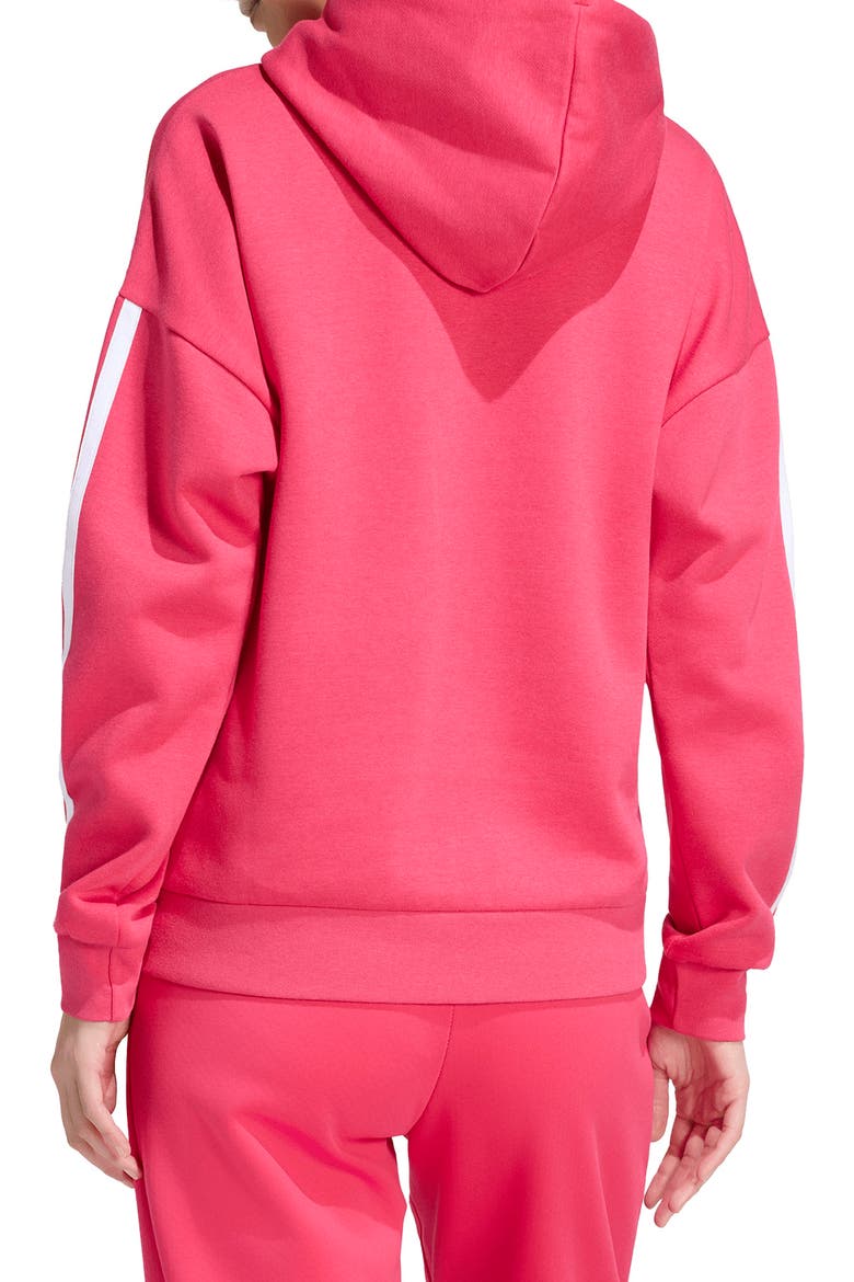 3-Stripes Fleece Hoodie, Alternate, color, POWER PINK/ WHITE