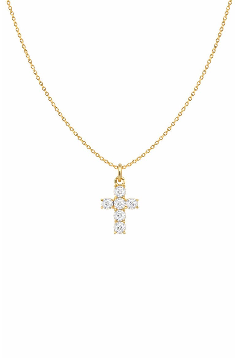 Faith Cubic Zirconia Cross Pendant Necklace, Main, color, GOLD