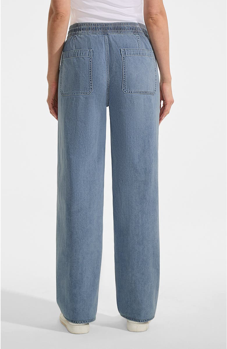 Lands' End Lightweight Denim High Rise Relaxed Straight Pull On Pocket Jeans, Alternate, color, Lake Blue Wash