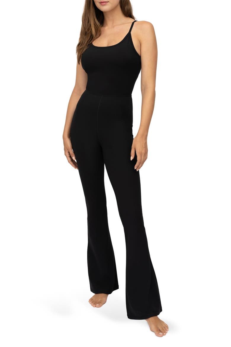 Lux Scarlett Flare Leg Jumpsuit, Main, color, BLACK