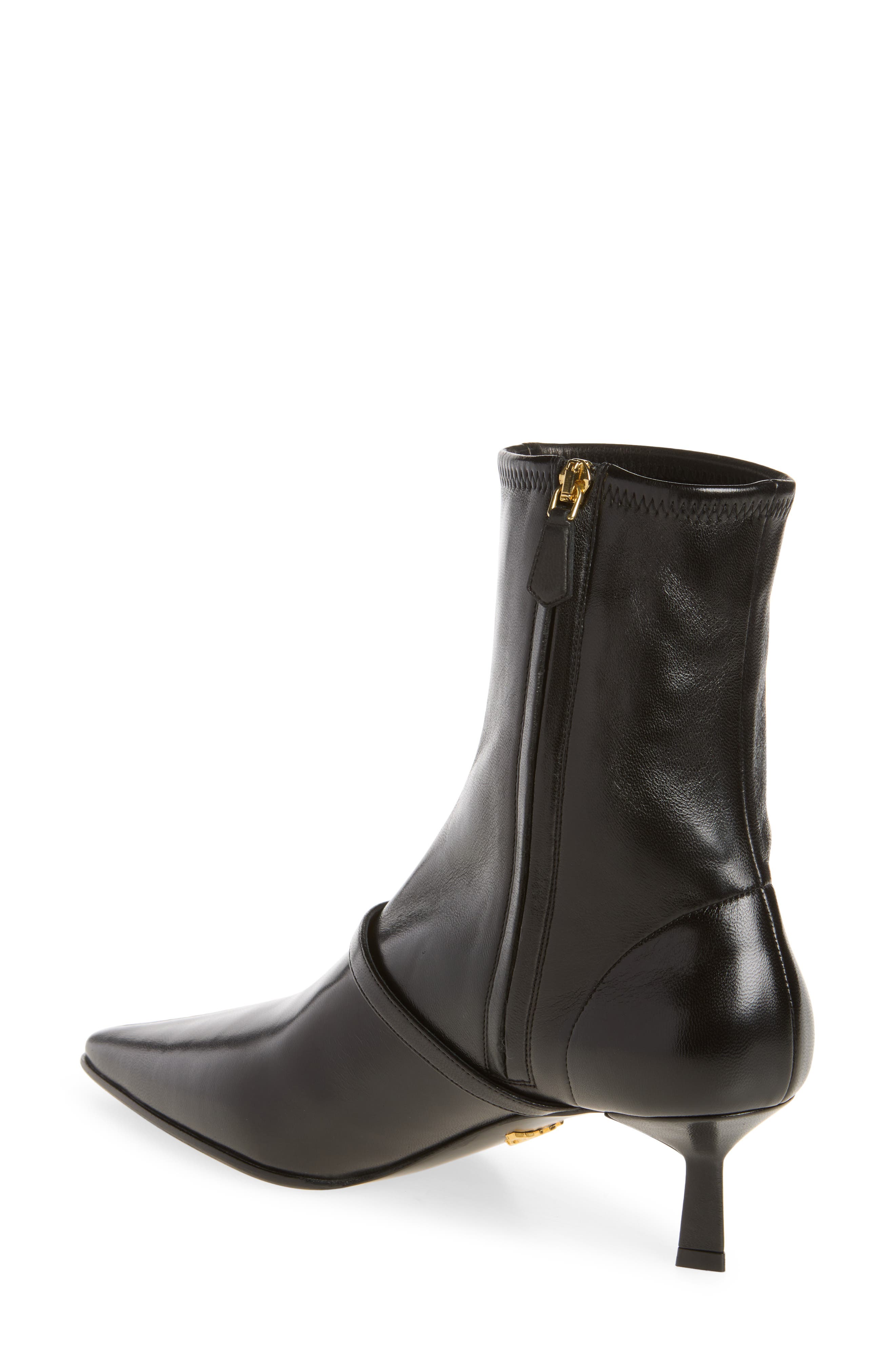Stretch Leather Ankle Boot, Alternate, color, NERO